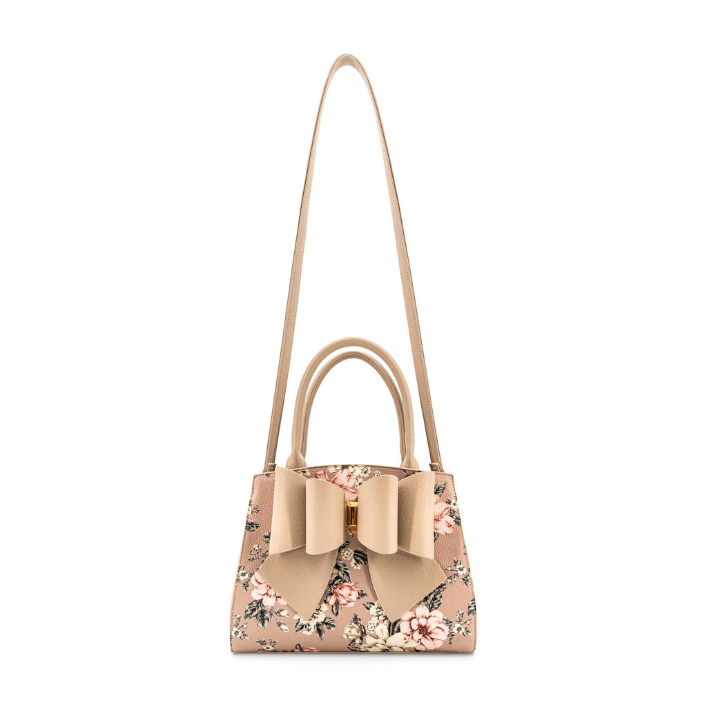 Rosalie Bow Top Handle Satchel Bag-Floral Print