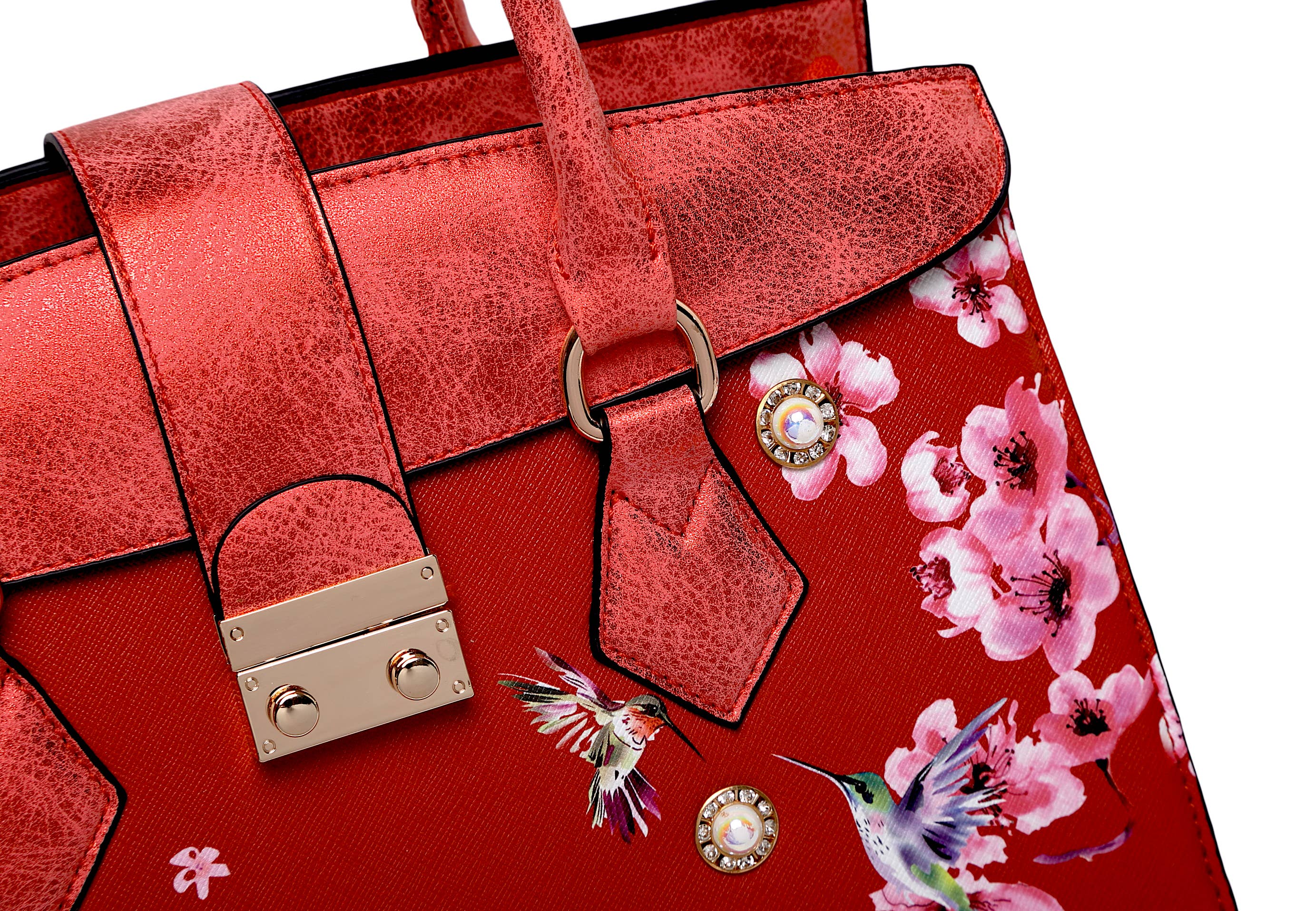 Brangio Italy Floral & Bird Embellished Handbag