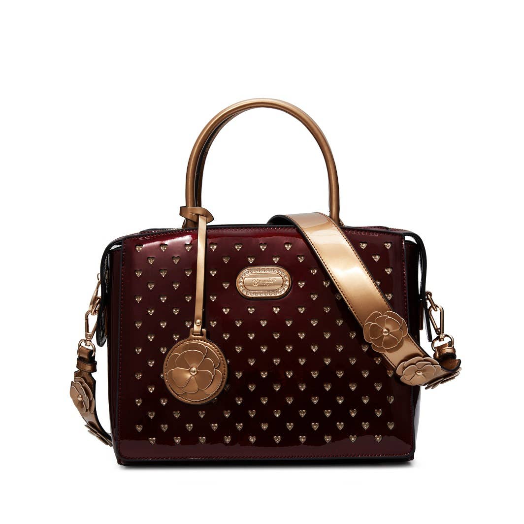 Brangio Italy Heart Stud Satchel Bag – Floral Strap Designer