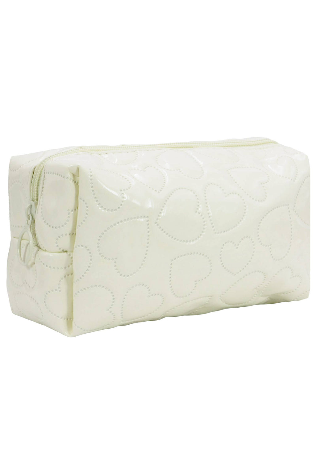Embossed Dotted Heart Glossy Cosmetic Pouch Bag