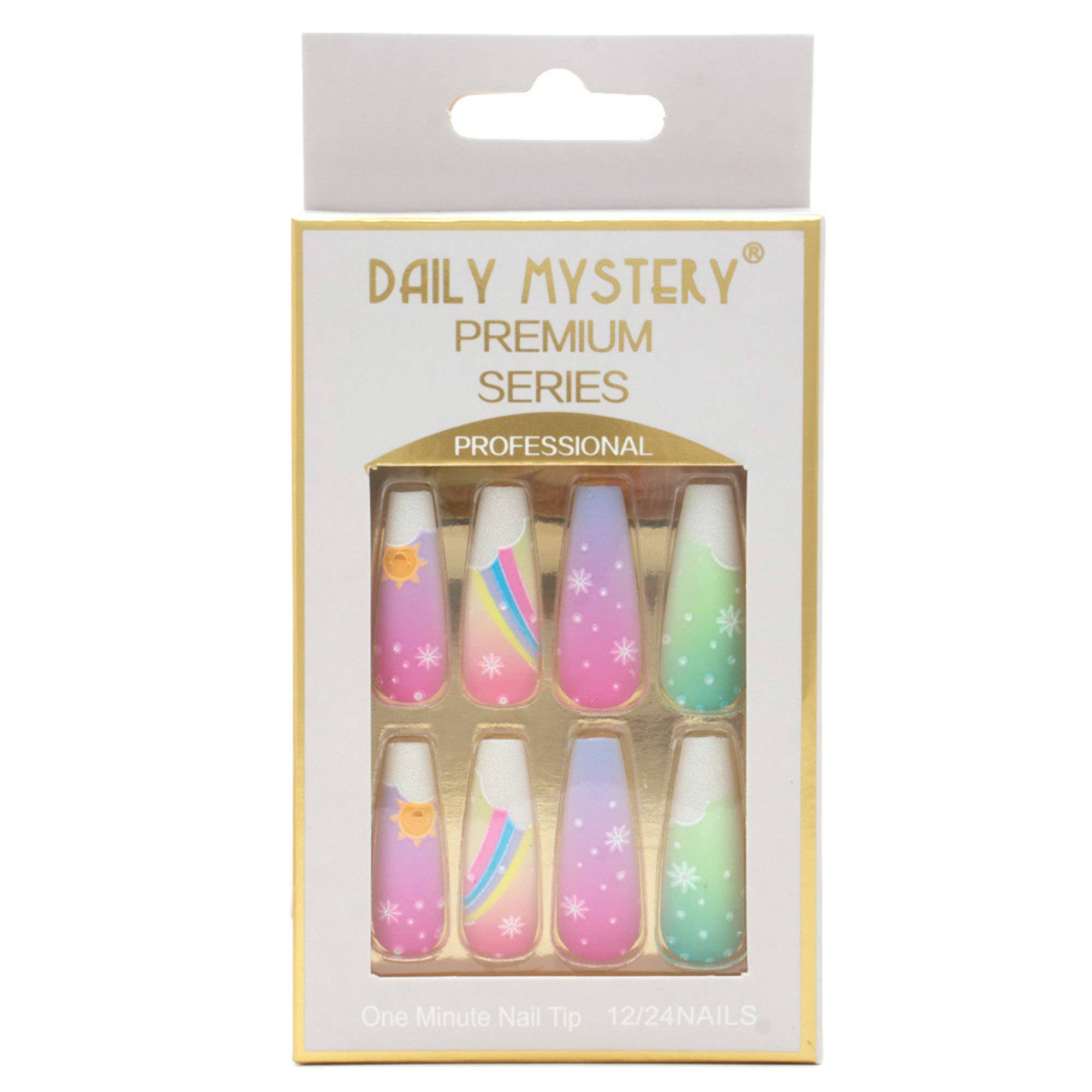 FLOWER RAINBOW SUN PATTERN NAIL TIPS, JBS 0002