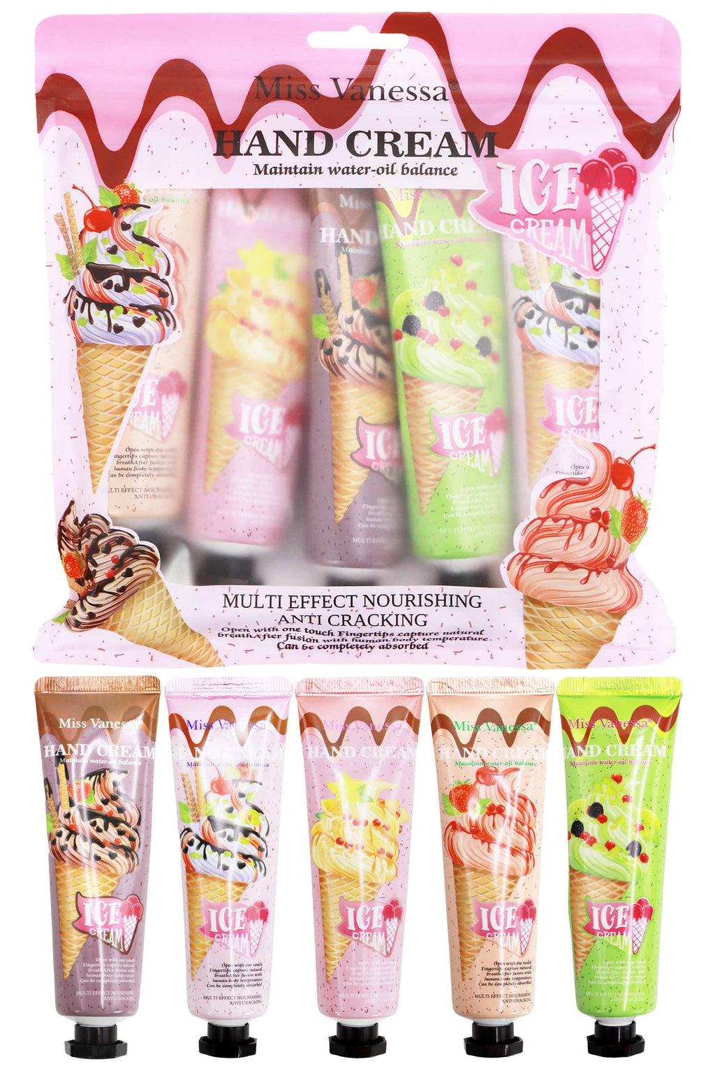 Ice Cream Squeeze-out Hand Cream - Set Of 5