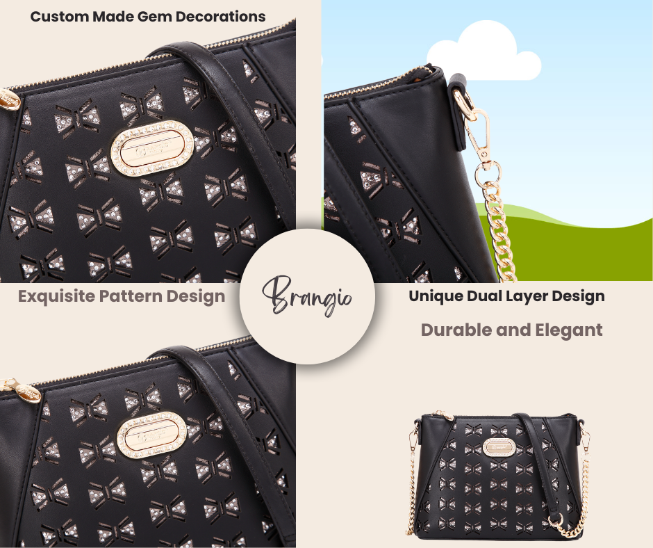 Brangio Italy Laser Cut Crossbody Bag – Designer Purse