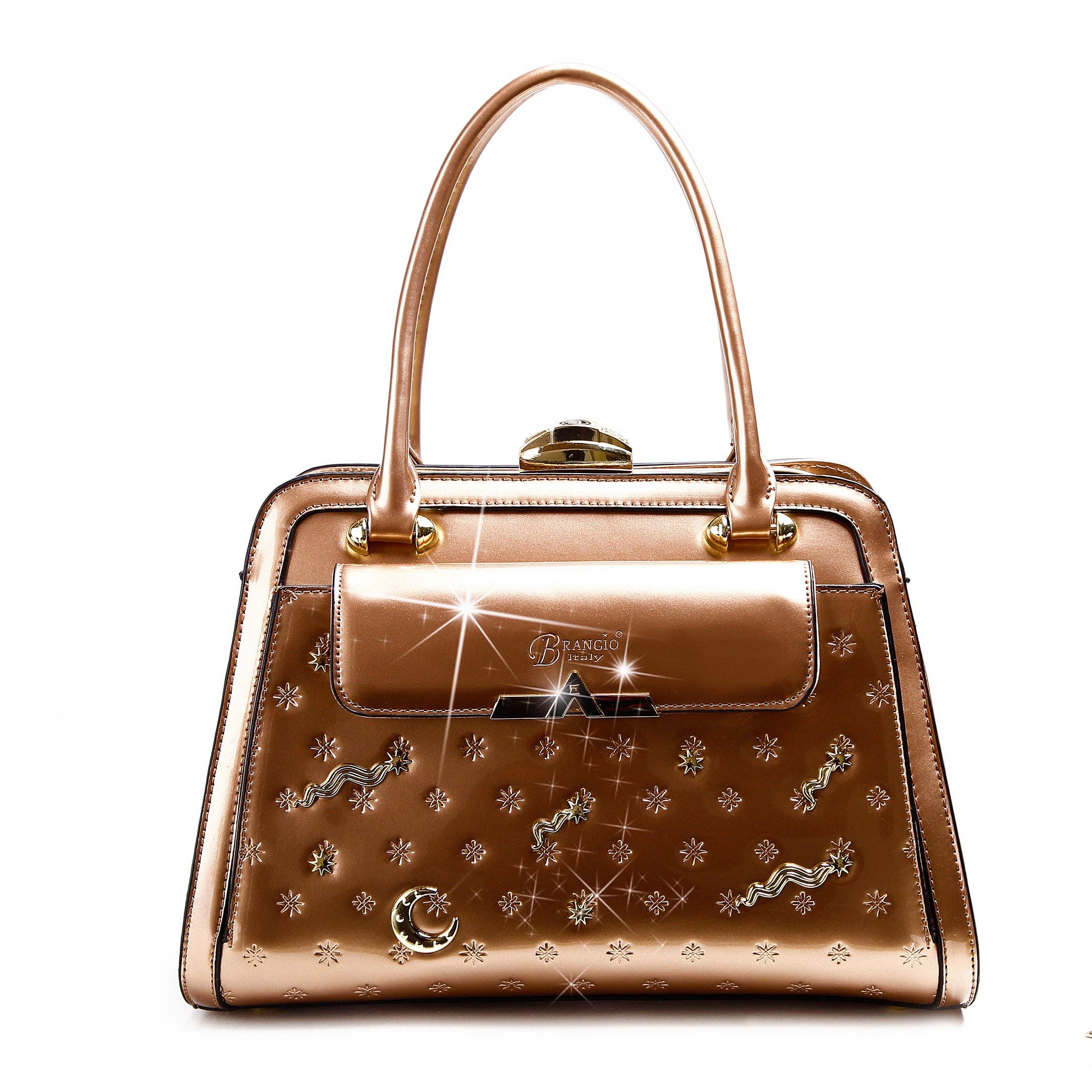 Brangio Italy Luxury Celestial Metallic Satchel Bag