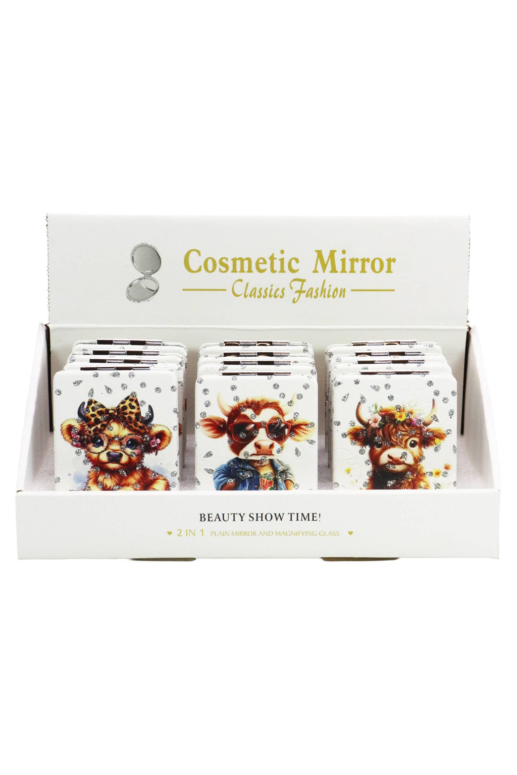 Highland Baby Cow Glitter Compact Mirror