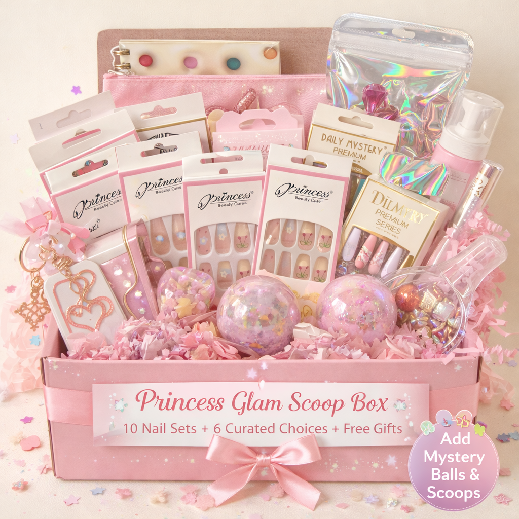 💖 Glam  Box 💖10 Nail Sets + 4 Miss Scoop Choices + Free Gifts