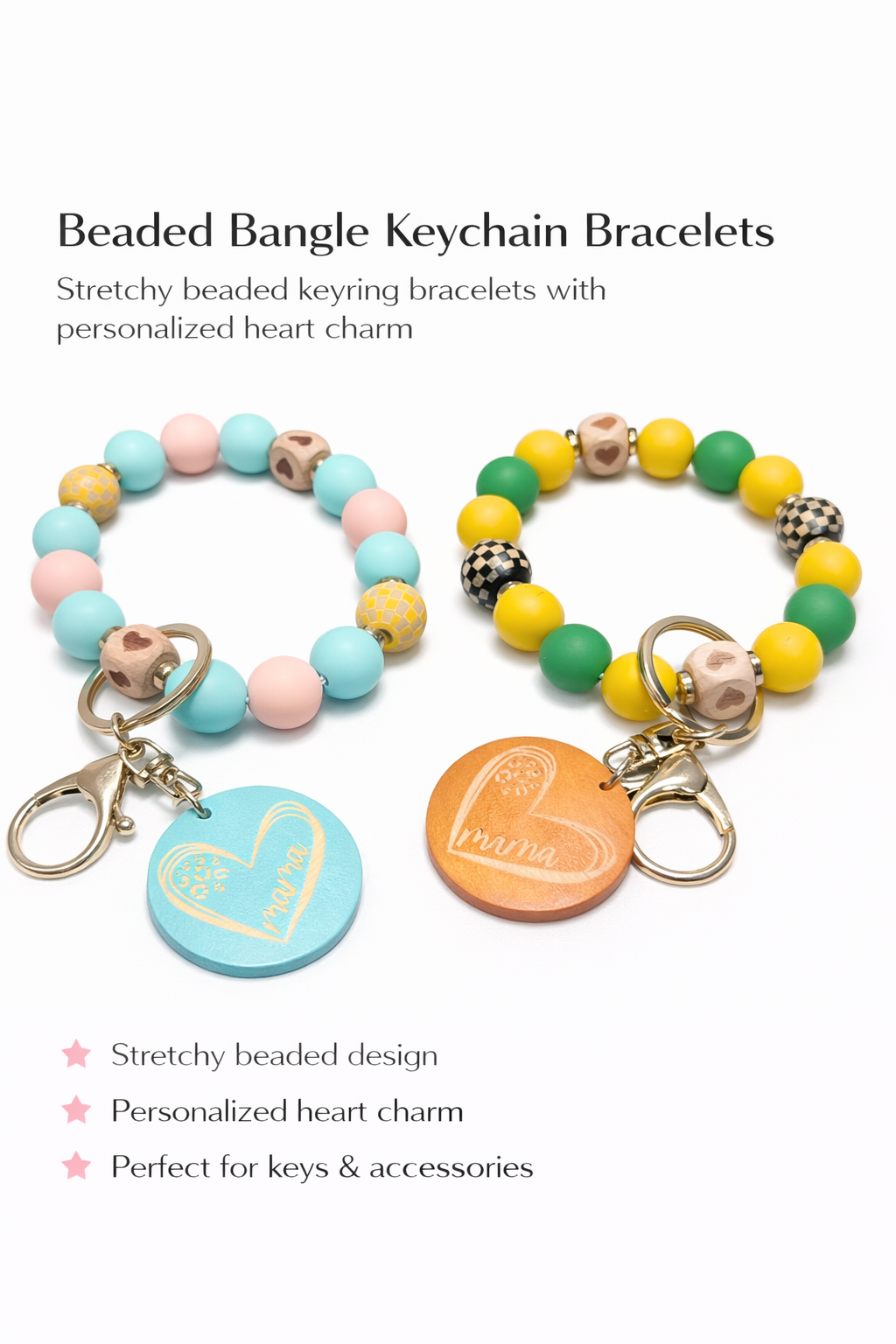 Beaded Bangle Keychain Bracelets