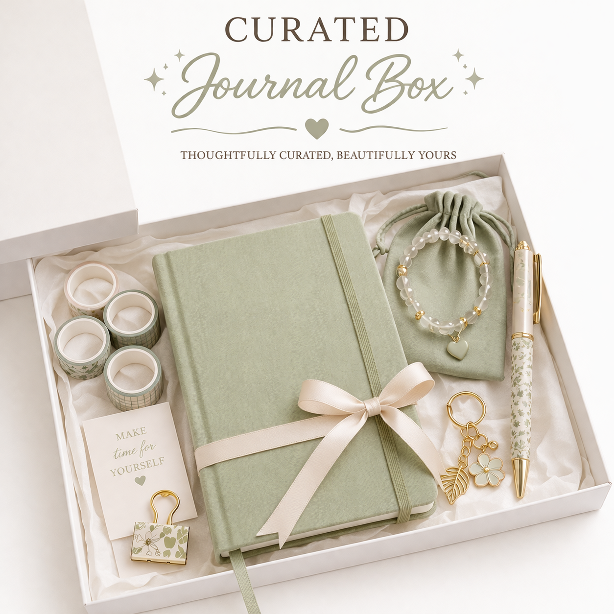 E. Curated Journal Box                            16 different Pieces of Miss Love’s Choice of stationary in your favourite color