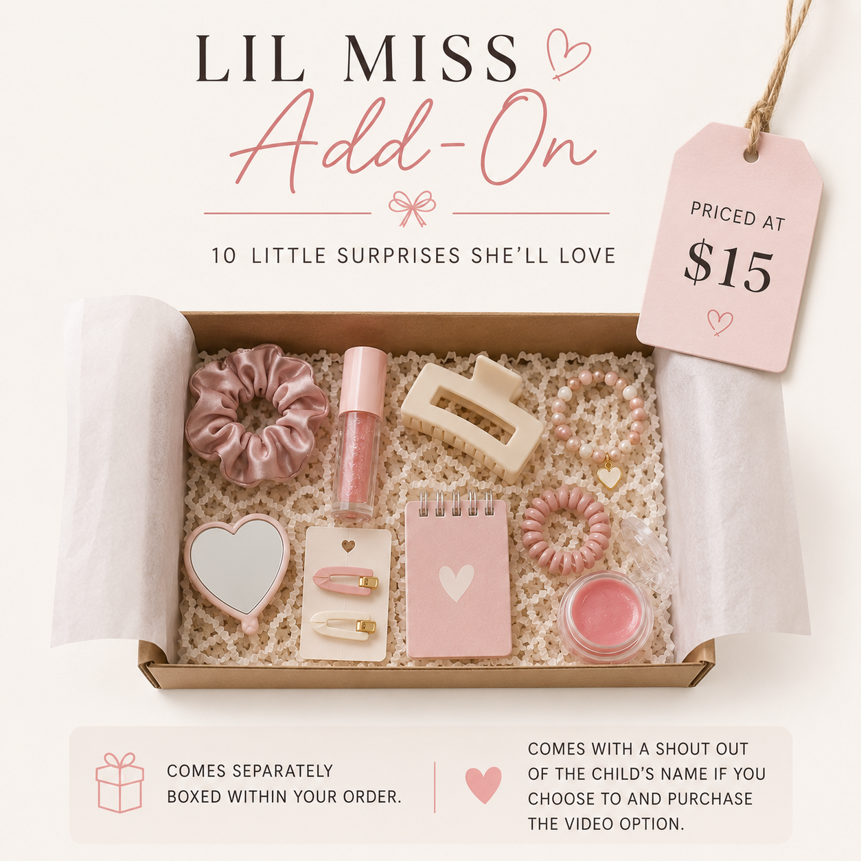 Lil’Miss add on                                    (Cannot be purchased separately).      Only Available with Scoop Boxes.       For the little ladies of the house 💖