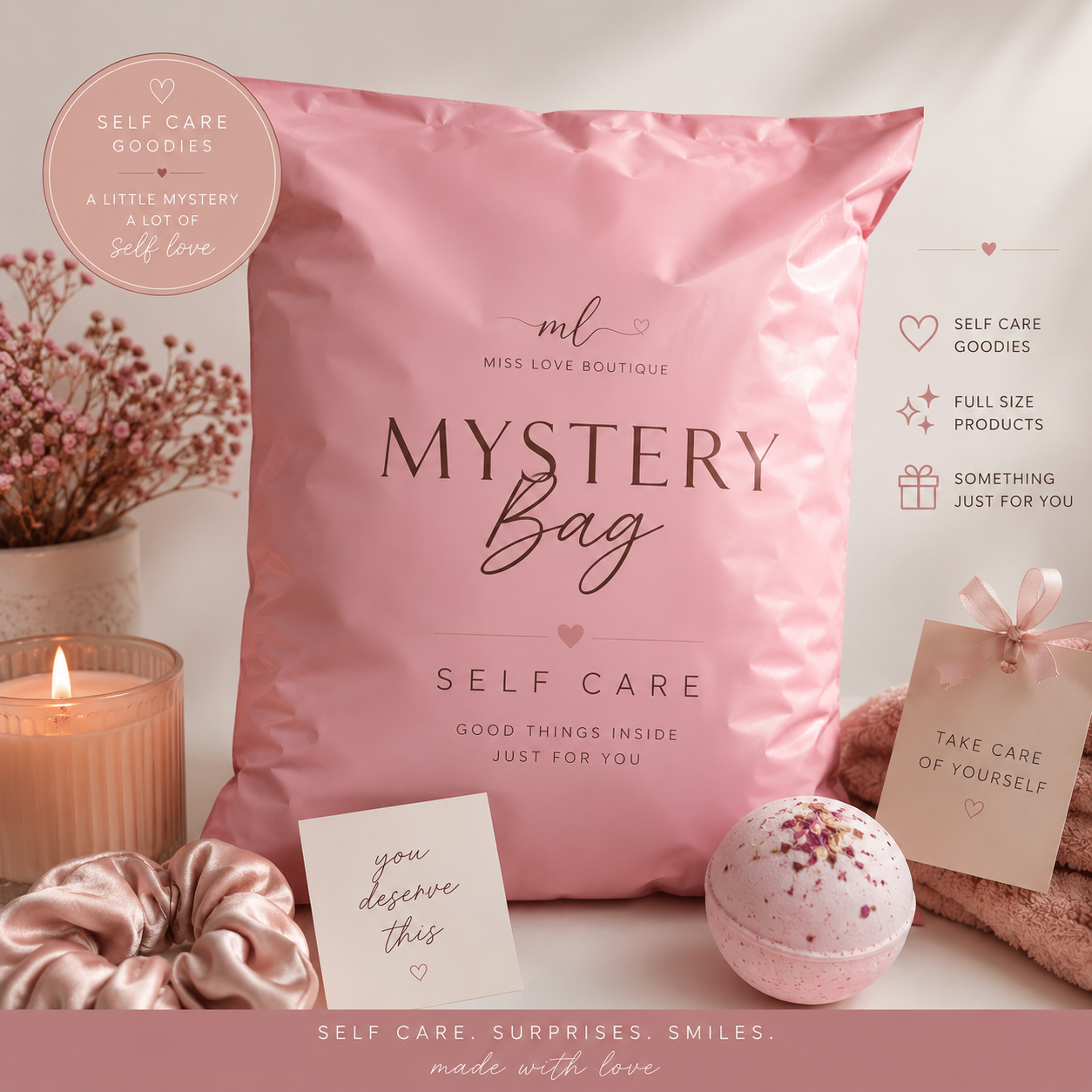 Scoop Mystery Bags – Beauty & Accessories 

Treat yourself to a fun mix of beauty surprises, including items like lip gloss, cosmetics bags, accessories and more. Every bag is different, making each one a unique surprise!
