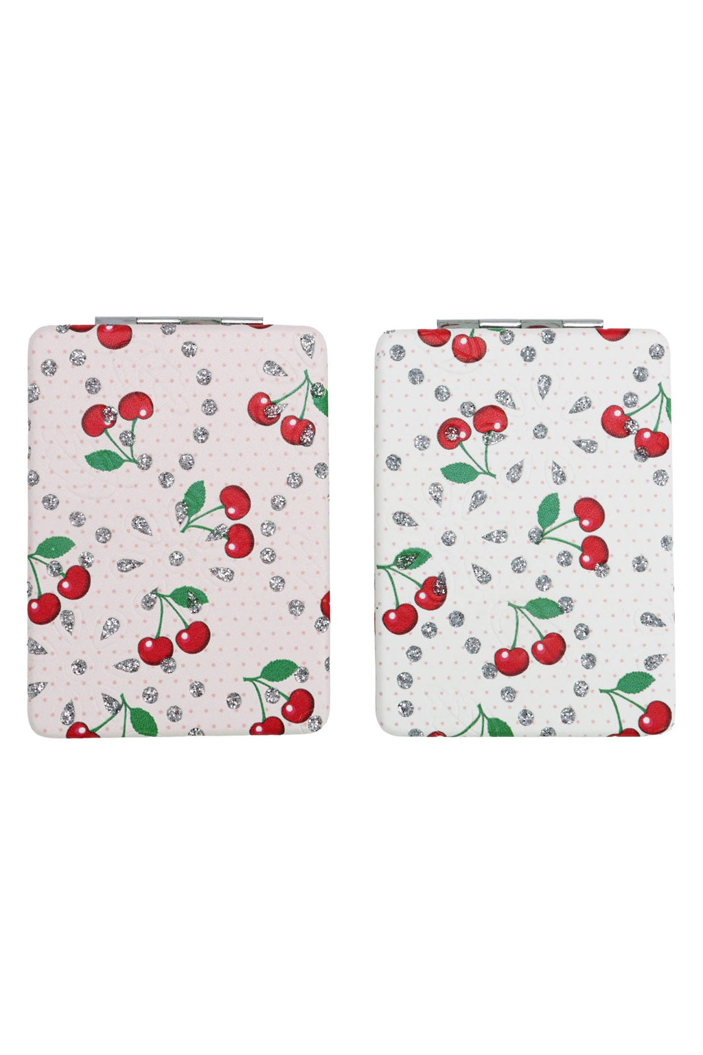 Cherry All-over Glitter Compact Mirror