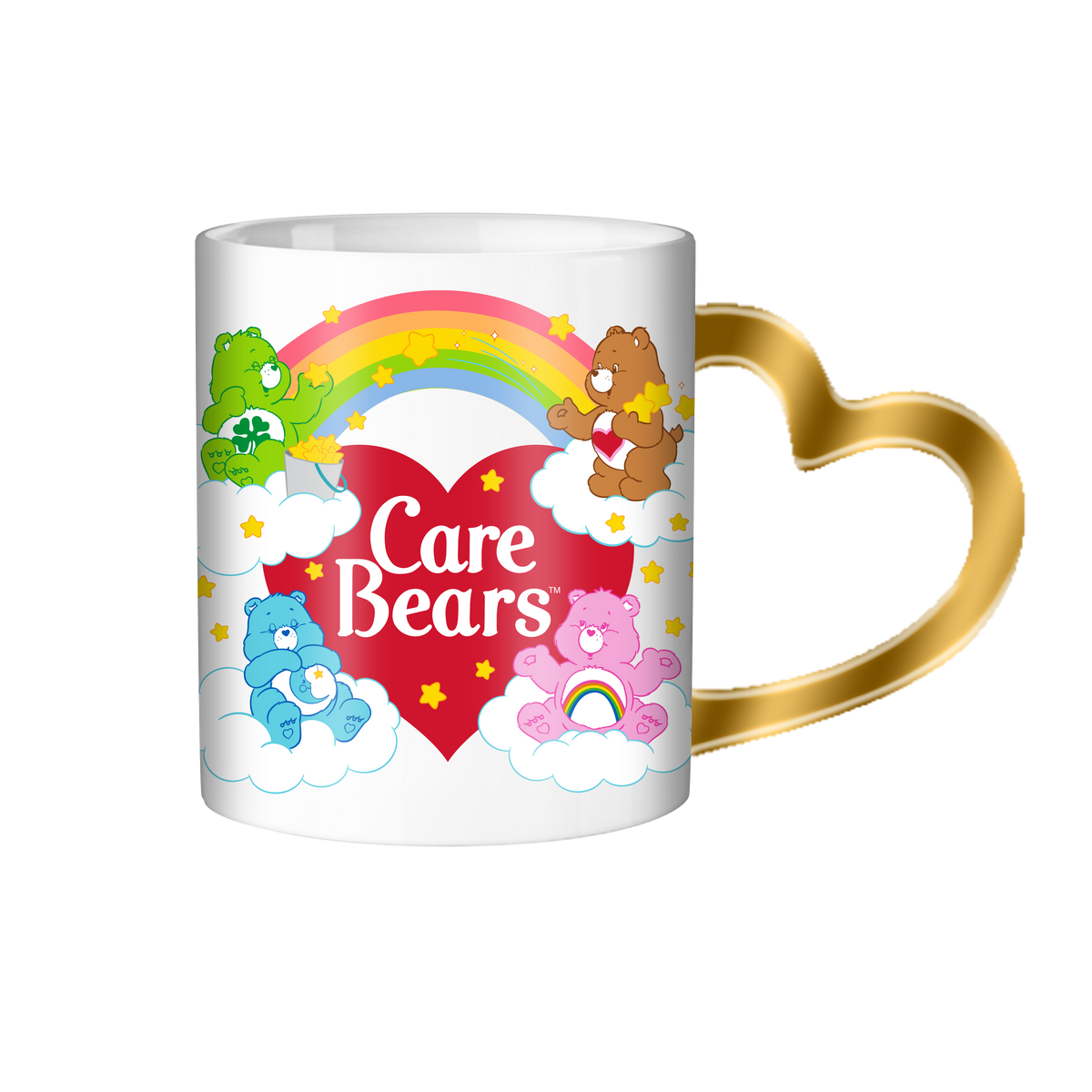 Care Bears Rainbow Heart 14oz Shaped Handle Ceramic Mug