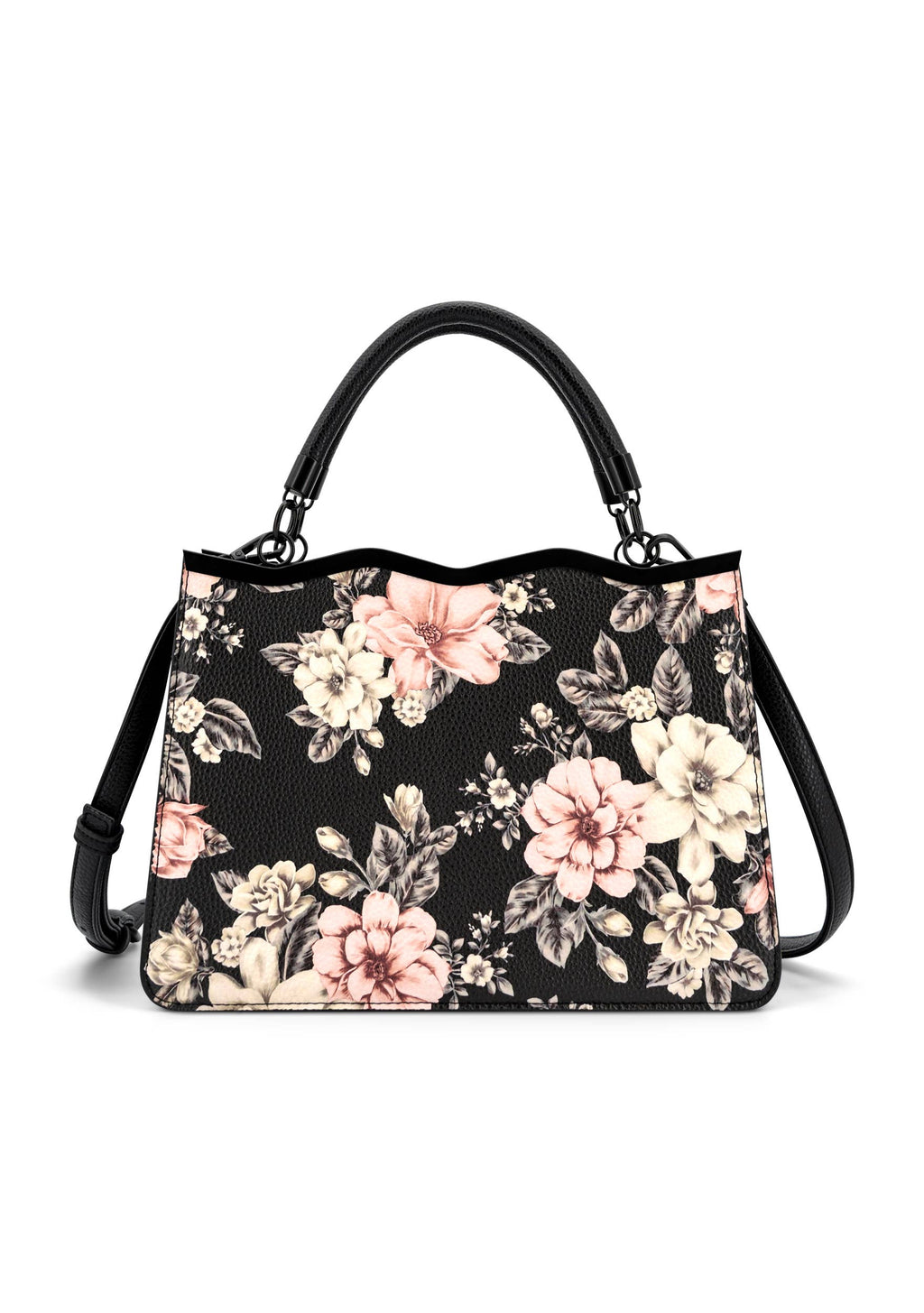 Violette Vegan Leather Floral Print Crossbody Satchel Bag