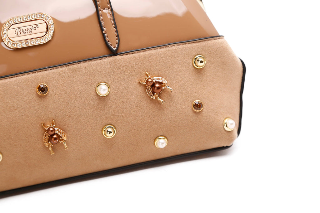Brangio Italy Luxury Design Crystal & Pearl Accents Purse
