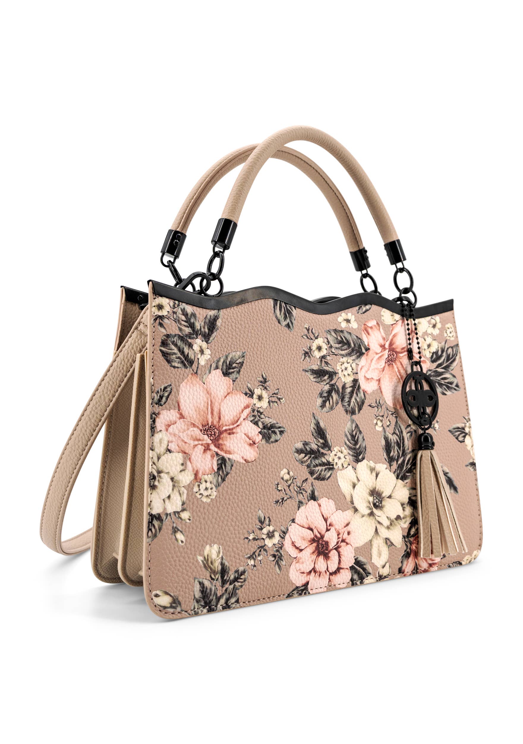 Violette Vegan Leather Floral Print Crossbody Satchel Bag