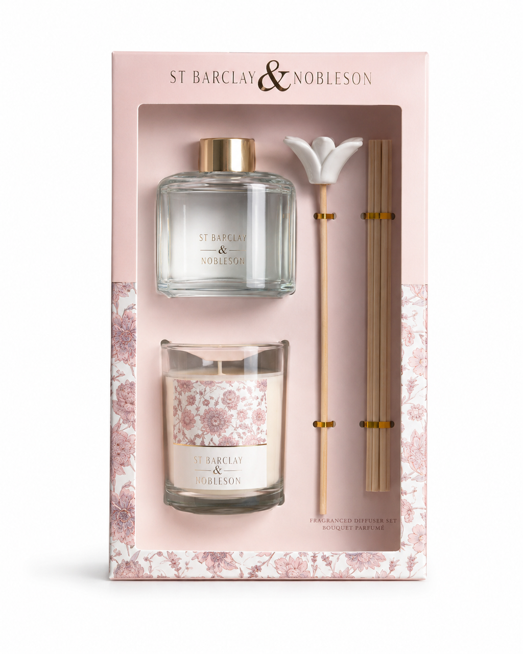 Brown Toile Candle & Decorative Reed Diffuser Gift Set