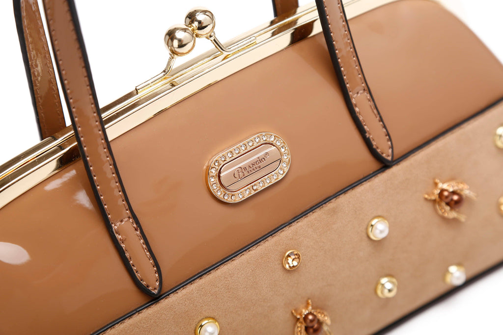 Brangio Italy Luxury Design Crystal & Pearl Accents Purse