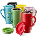 Mitbak - Classic Mug with Lids, Assorted Colors, 16 oz, 6 Pk