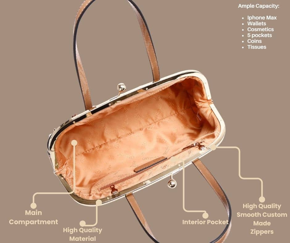 Brangio Italy Luxury Design Crystal & Pearl Accents Purse