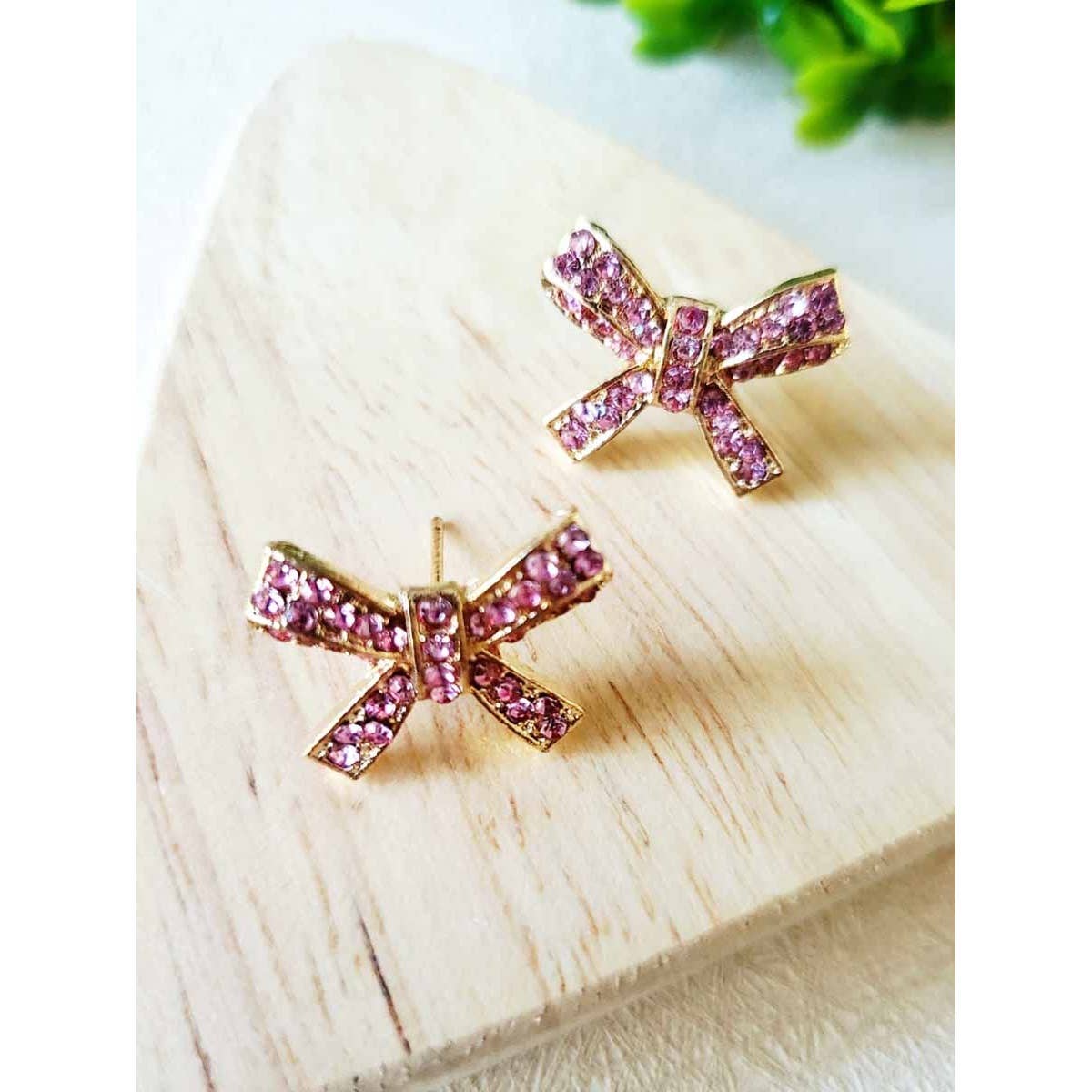 Mix of Colored Rhinestone Bow Earring