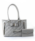 Quilted Satchel Set - 2-Piece Handbag with Matching Wristlet