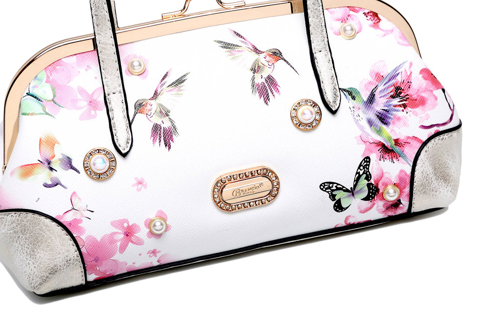 Brangio Italy Floral & Hummingbird Crossbody Bag