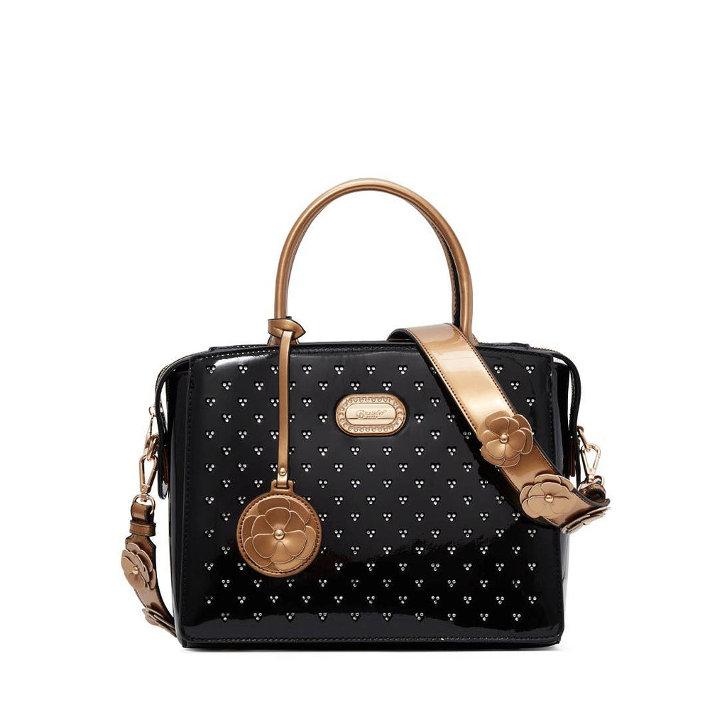 Brangio Italy Heart Stud Satchel Bag – Floral Strap Designer