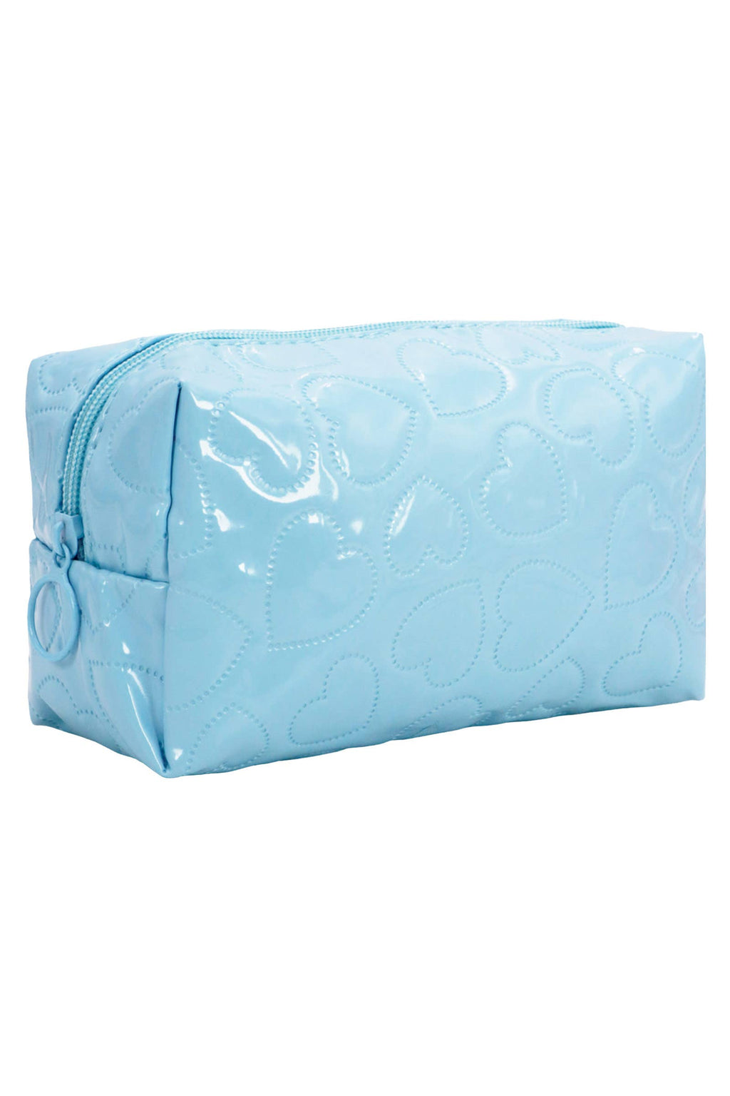 Embossed Dotted Heart Glossy Cosmetic Pouch Bag