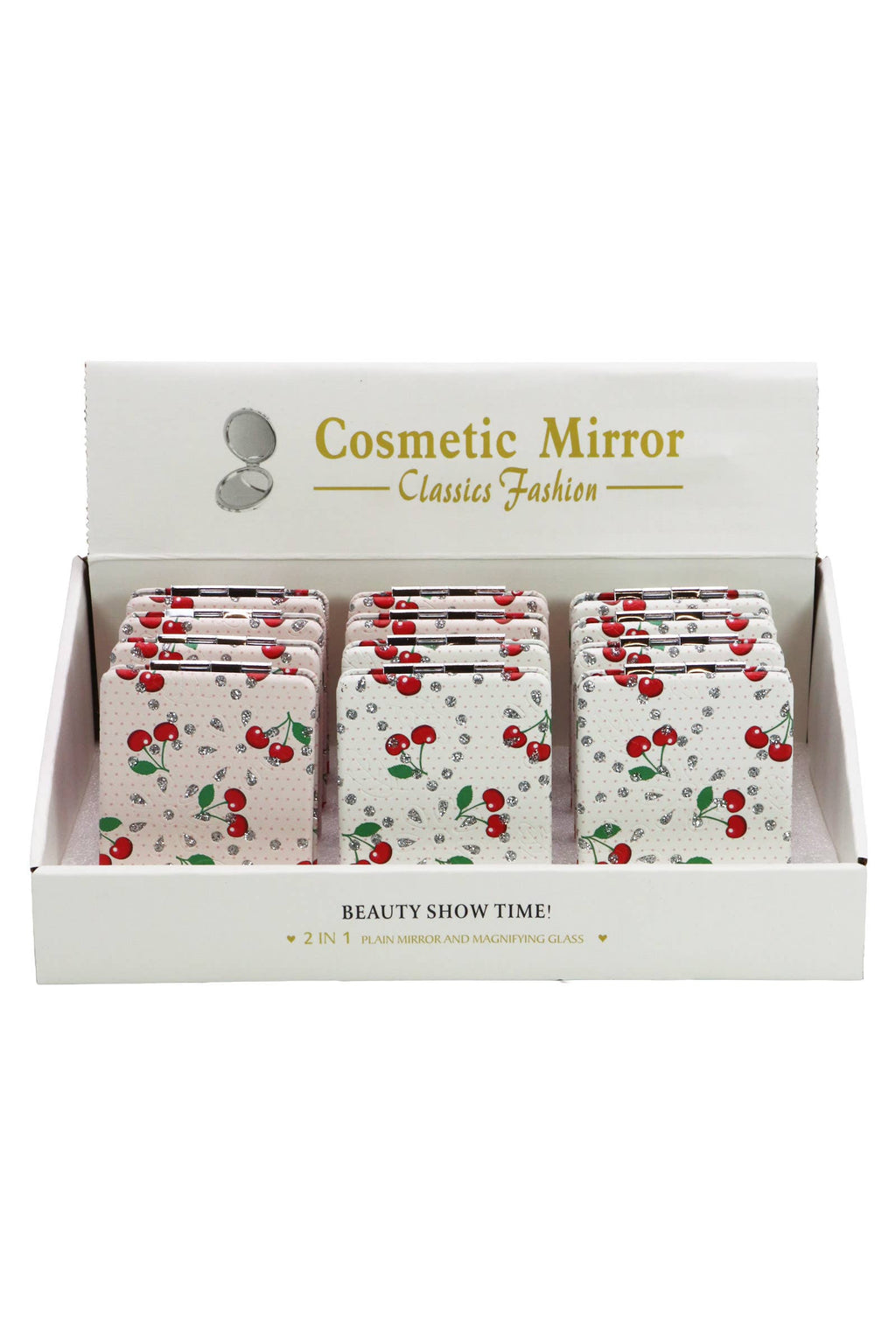 Cherry All-over Glitter Compact Mirror