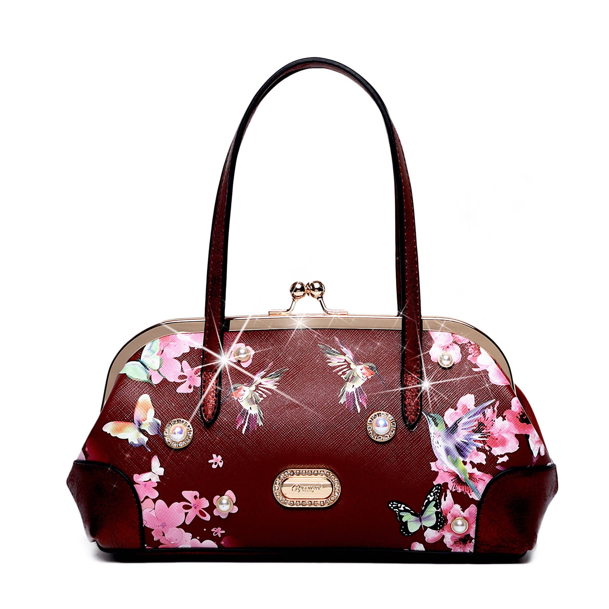 Brangio Italy Floral & Hummingbird Crossbody Bag