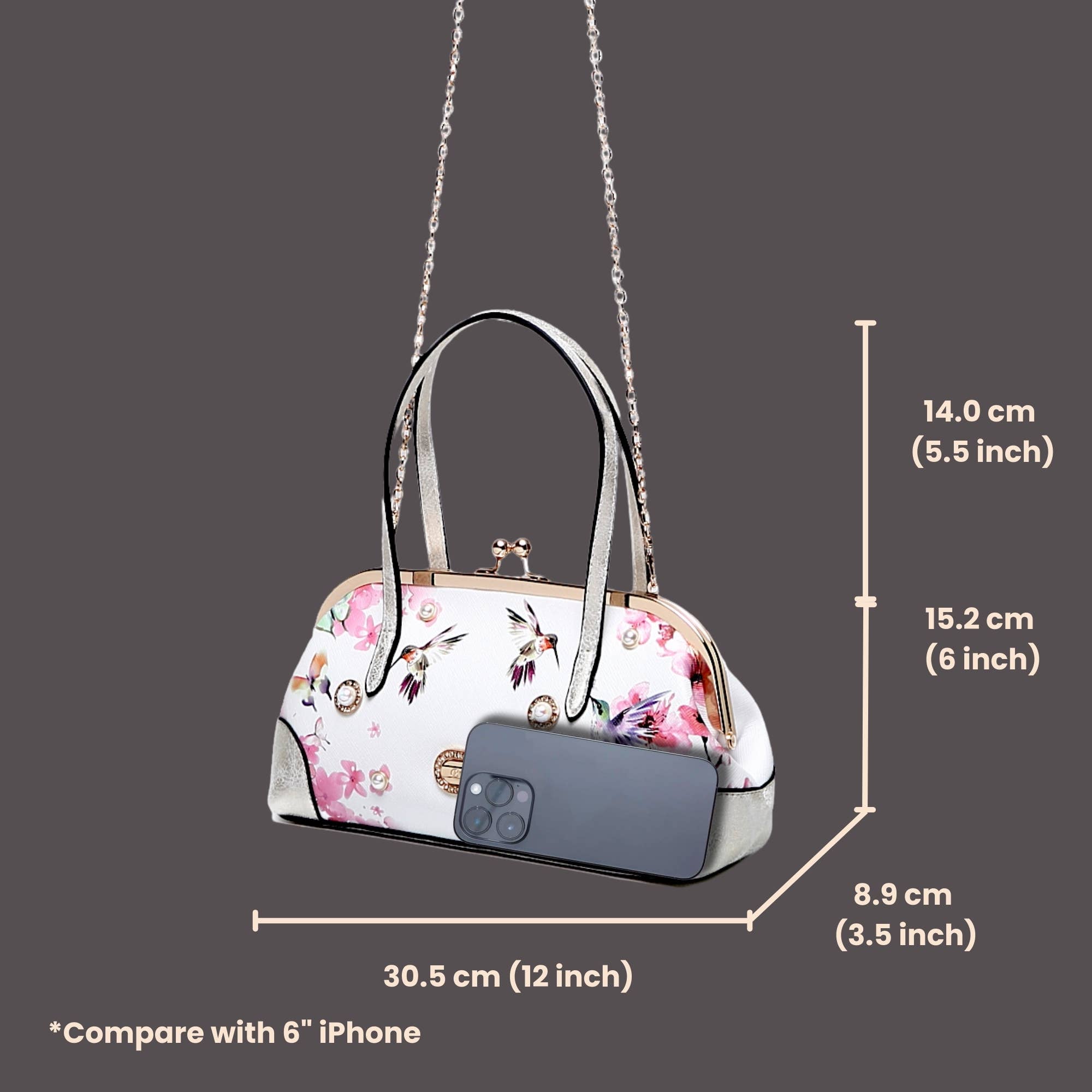 Brangio Italy Floral & Hummingbird Crossbody Bag
