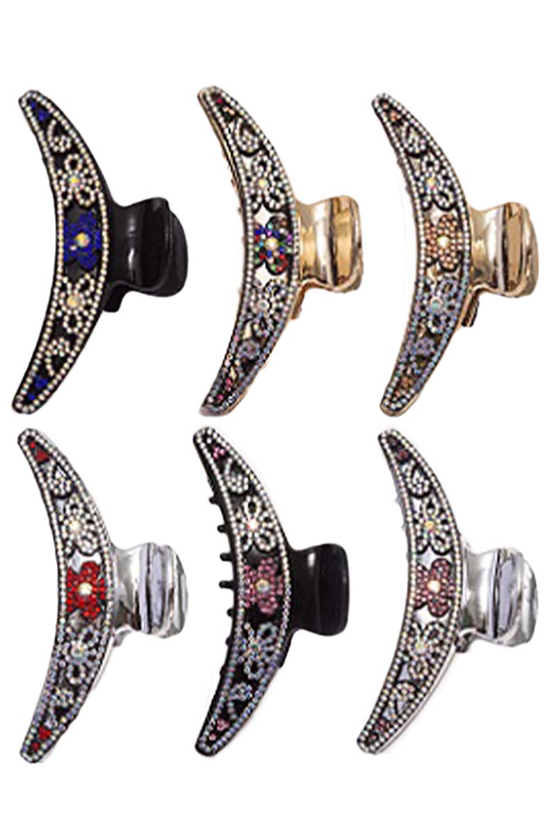 Floral Hollow Out Bling Gloss Metallic Y2K Fashion Hair Claw