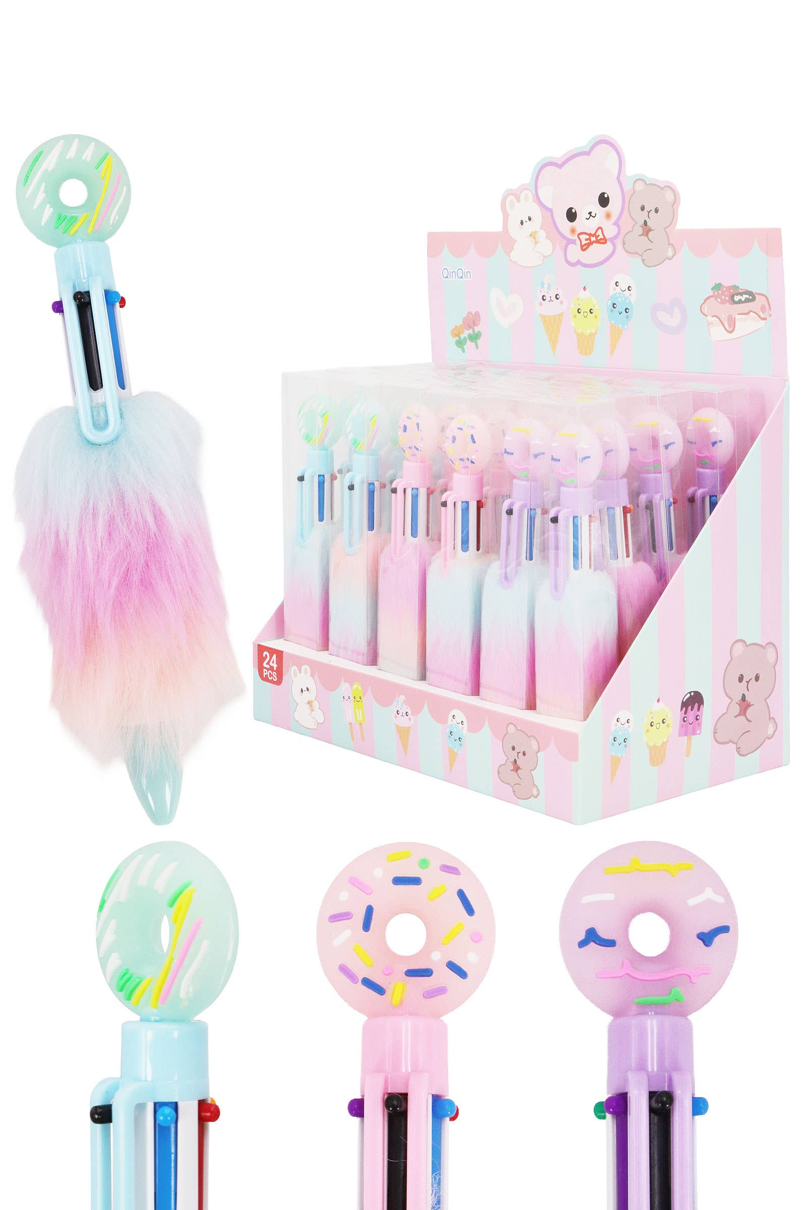 Donut Pastel 6-in-1 Multicolor Faux Fur Pen -