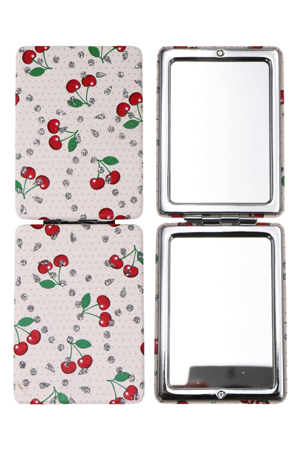 Cherry All-over Glitter Compact Mirror