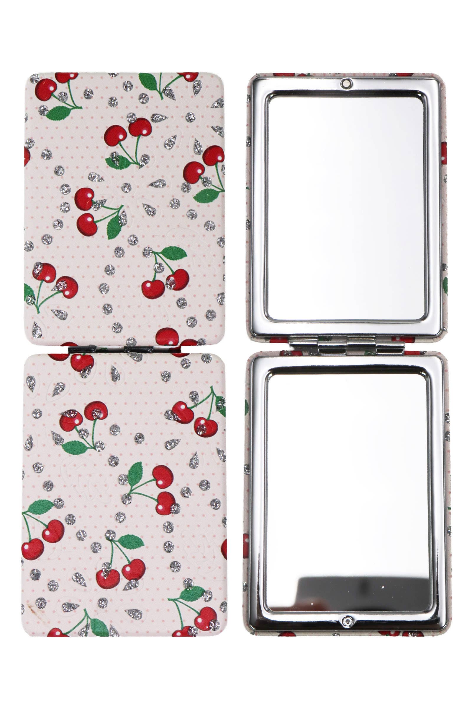 Cherry All-over Glitter Compact Mirror