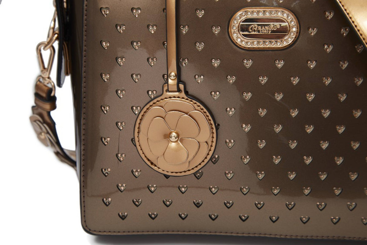 Brangio Italy Heart Stud Satchel Bag – Floral Strap Designer