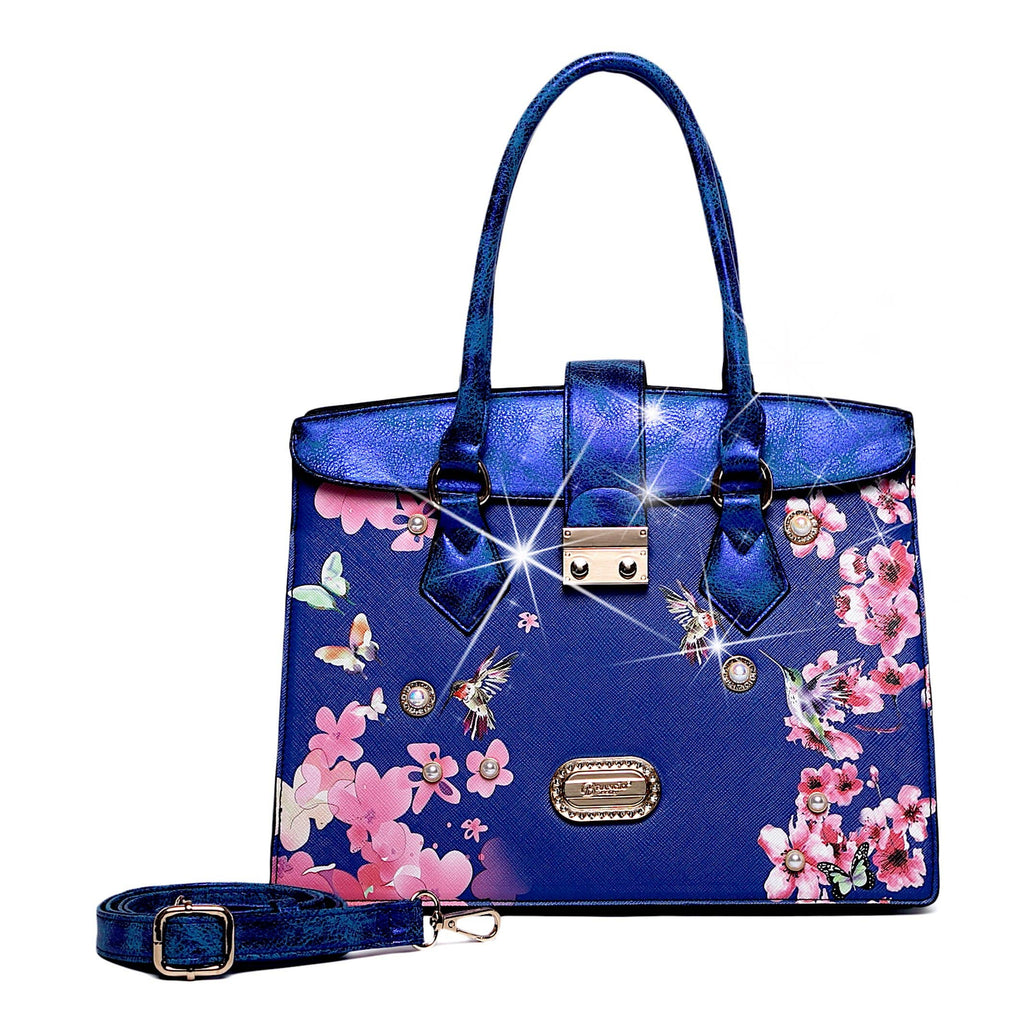 Brangio Italy Floral & Bird Embellished Handbag