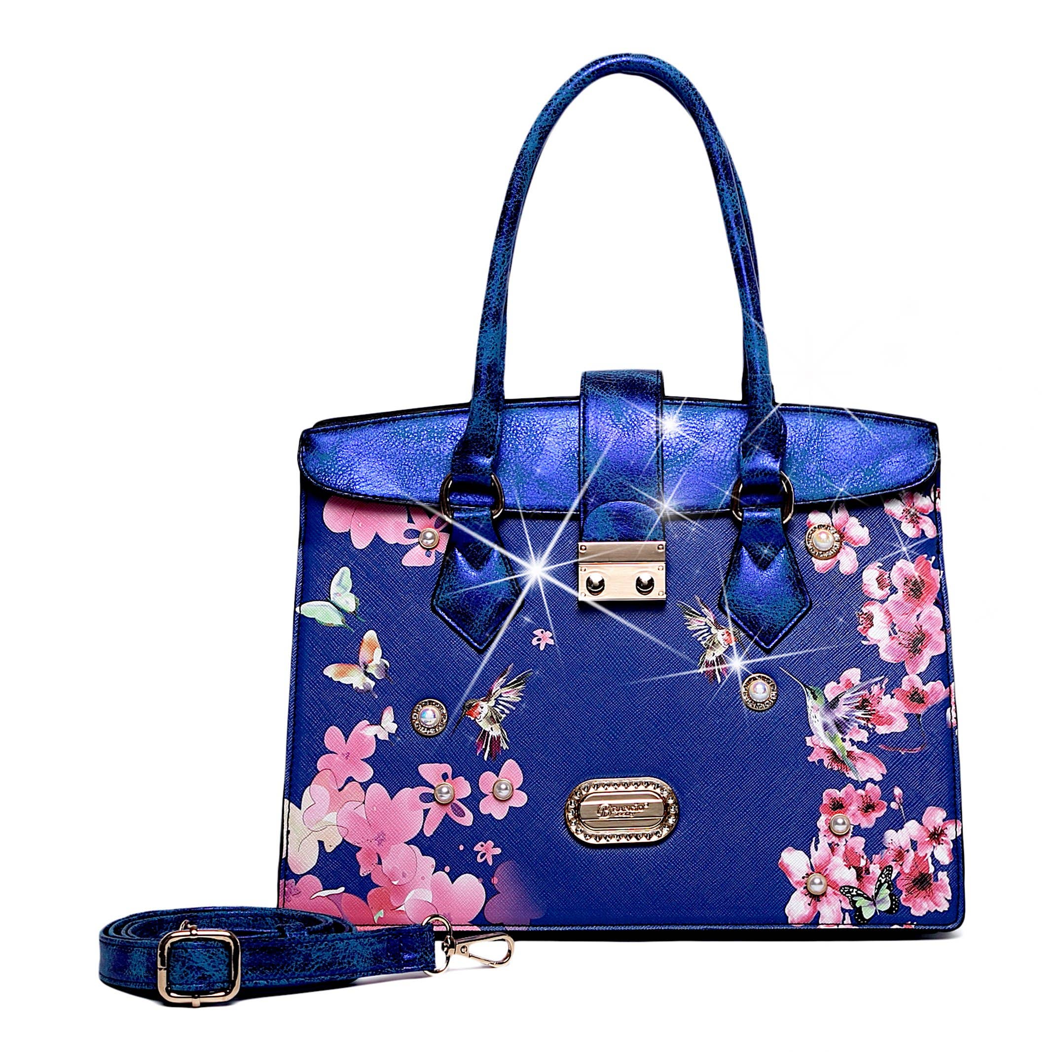 Brangio Italy Floral & Bird Embellished Handbag