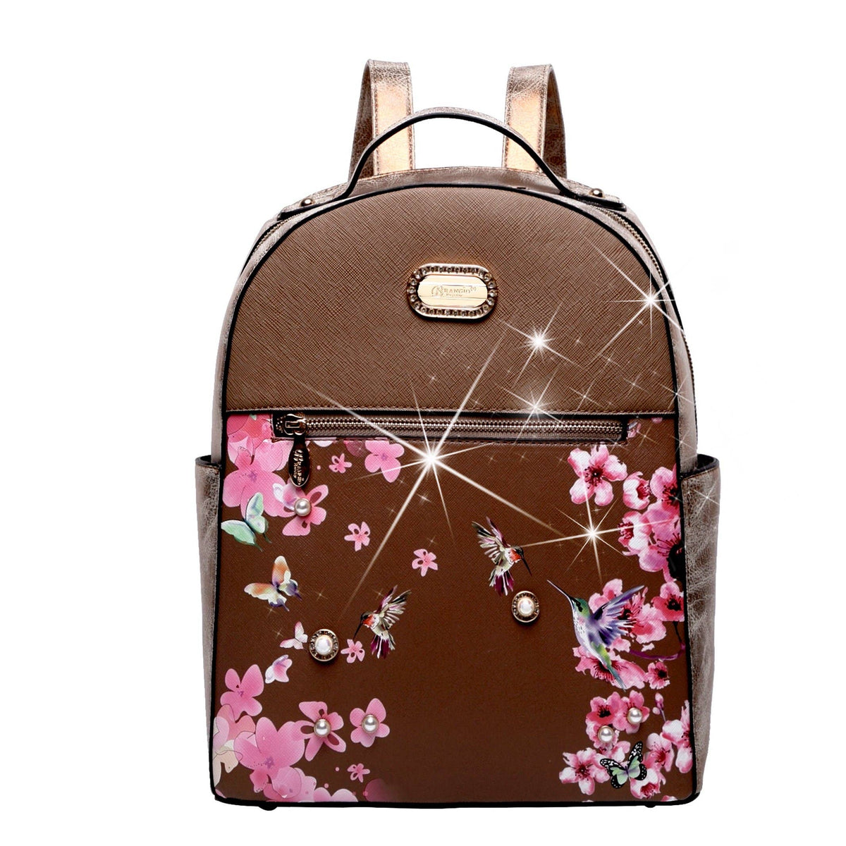 Brangio Italy Vintage Floral & Hummingbird Backpack