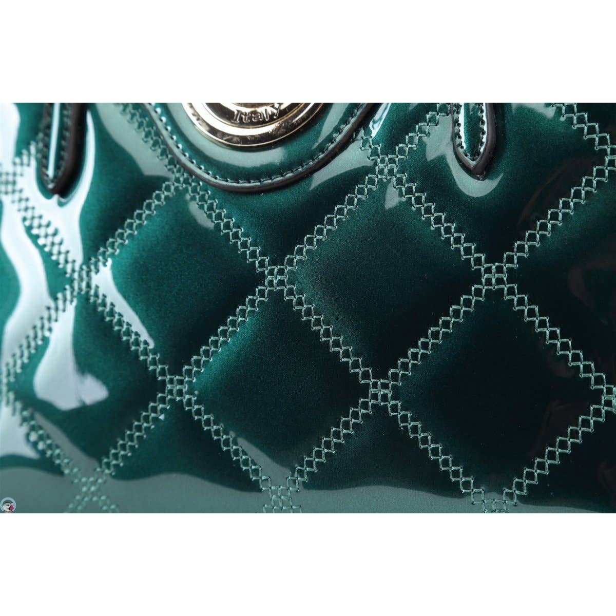 Brangio Italy Luxury Patent Quilted Designer Satchel Bag