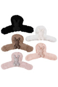 Bunny Charm Applique Fluffy Faux Fur Hair Claw