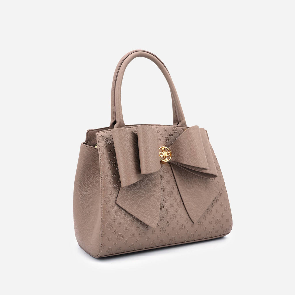 Cross Elegance Large Bow Vegan Leather Satchel Handbag
