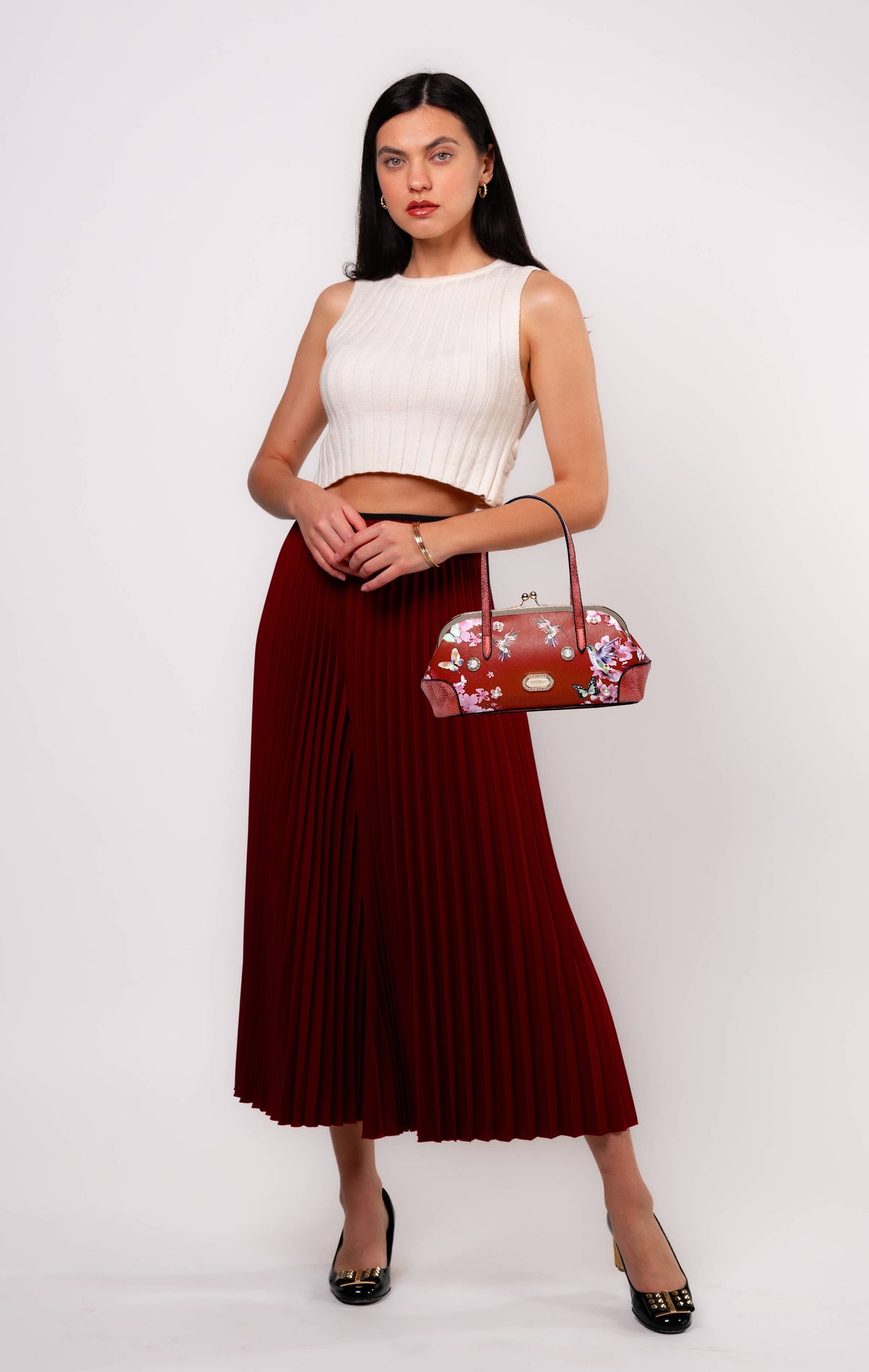 Brangio Italy Floral & Hummingbird Crossbody Bag