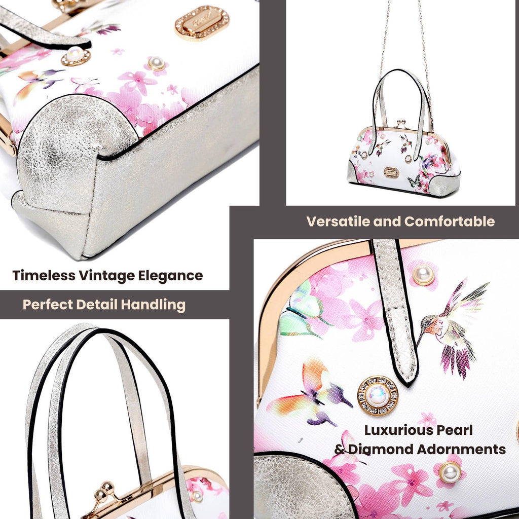 Brangio Italy Floral & Hummingbird Crossbody Bag