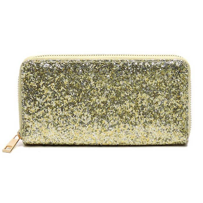 Glitter Encased Glossy Patent Wallet
