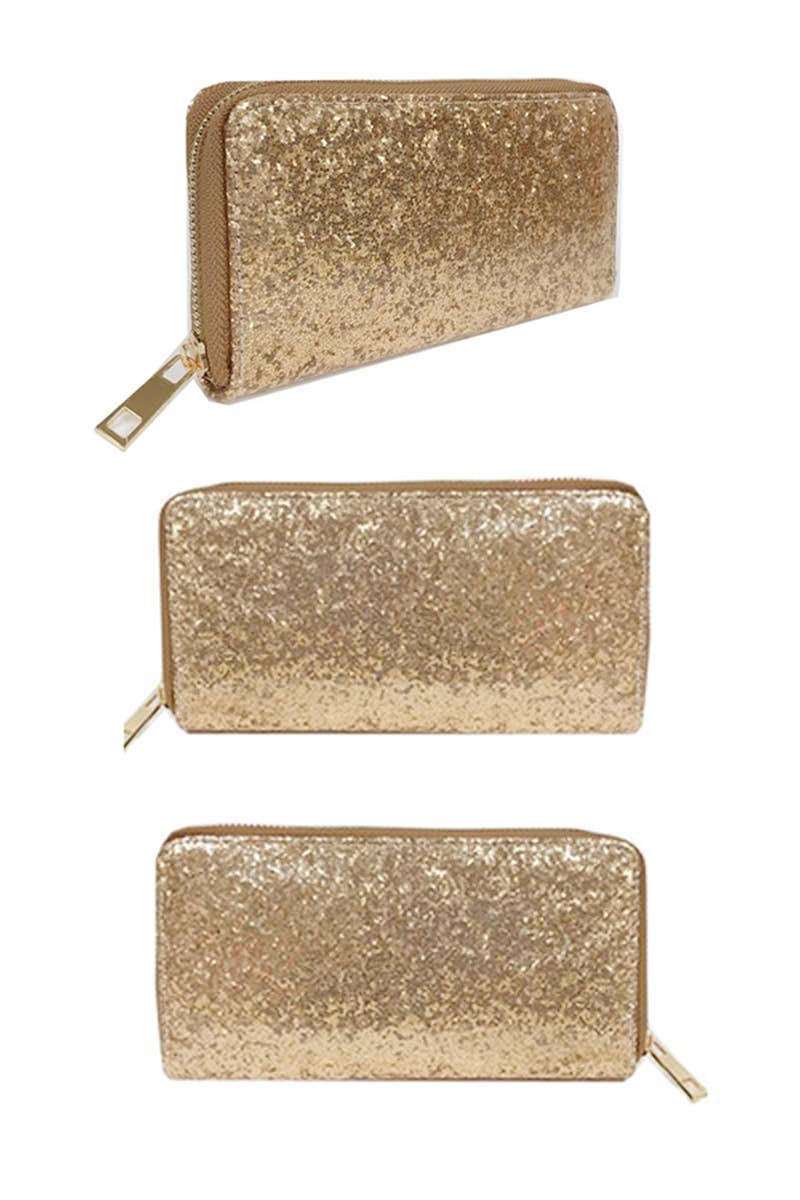 Glitter Encased Glossy Patent Wallet