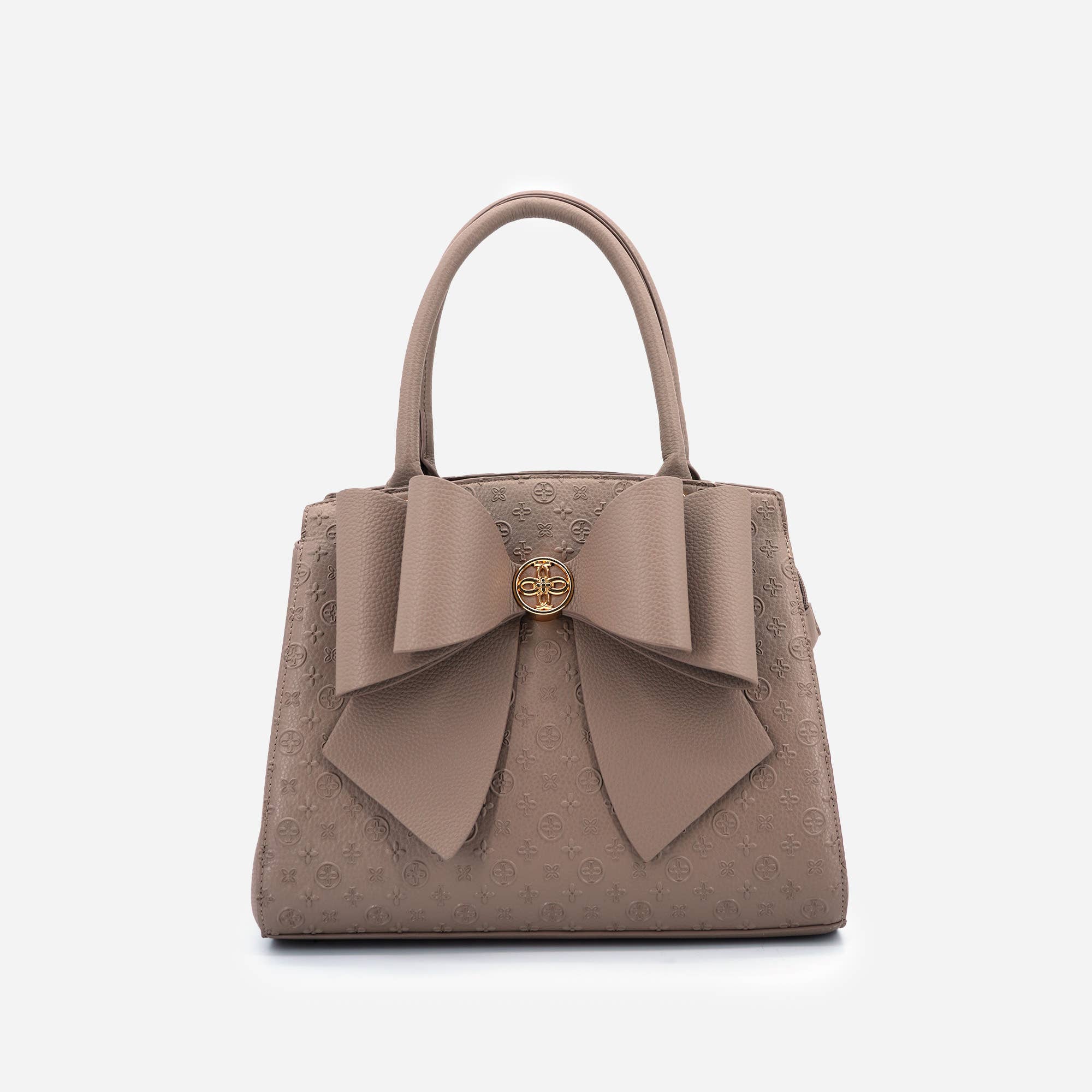 Cross Elegance Large Bow Vegan Leather Satchel Handbag