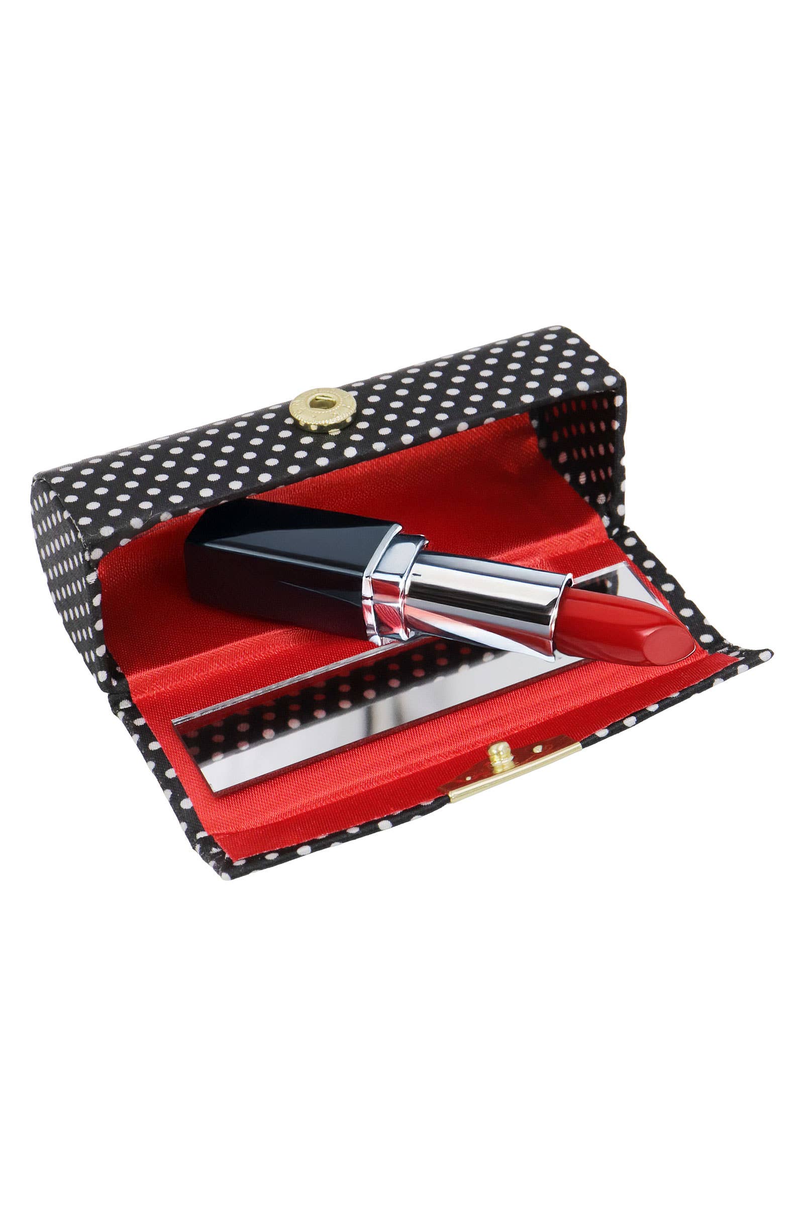 Retro Polka Dot Satin Lipstick Case W/ Mirror