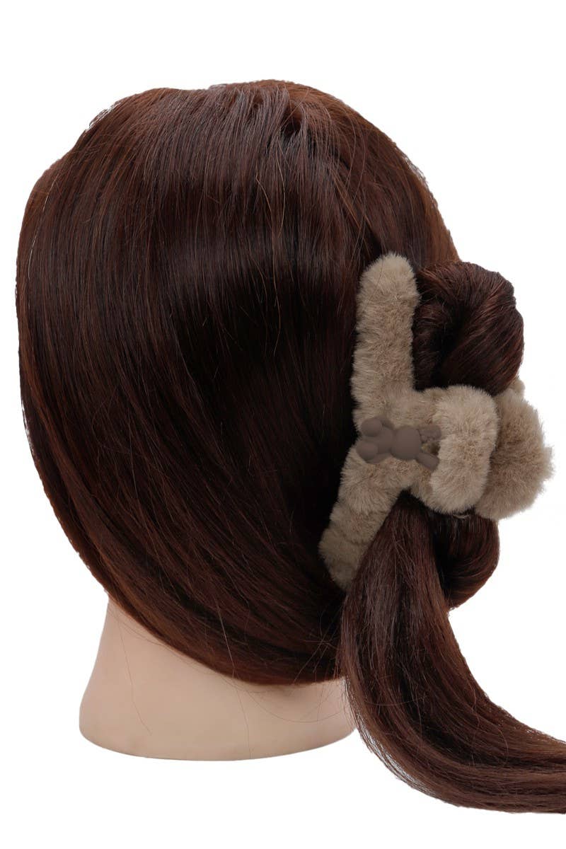 Bunny Charm Applique Fluffy Faux Fur Hair Claw