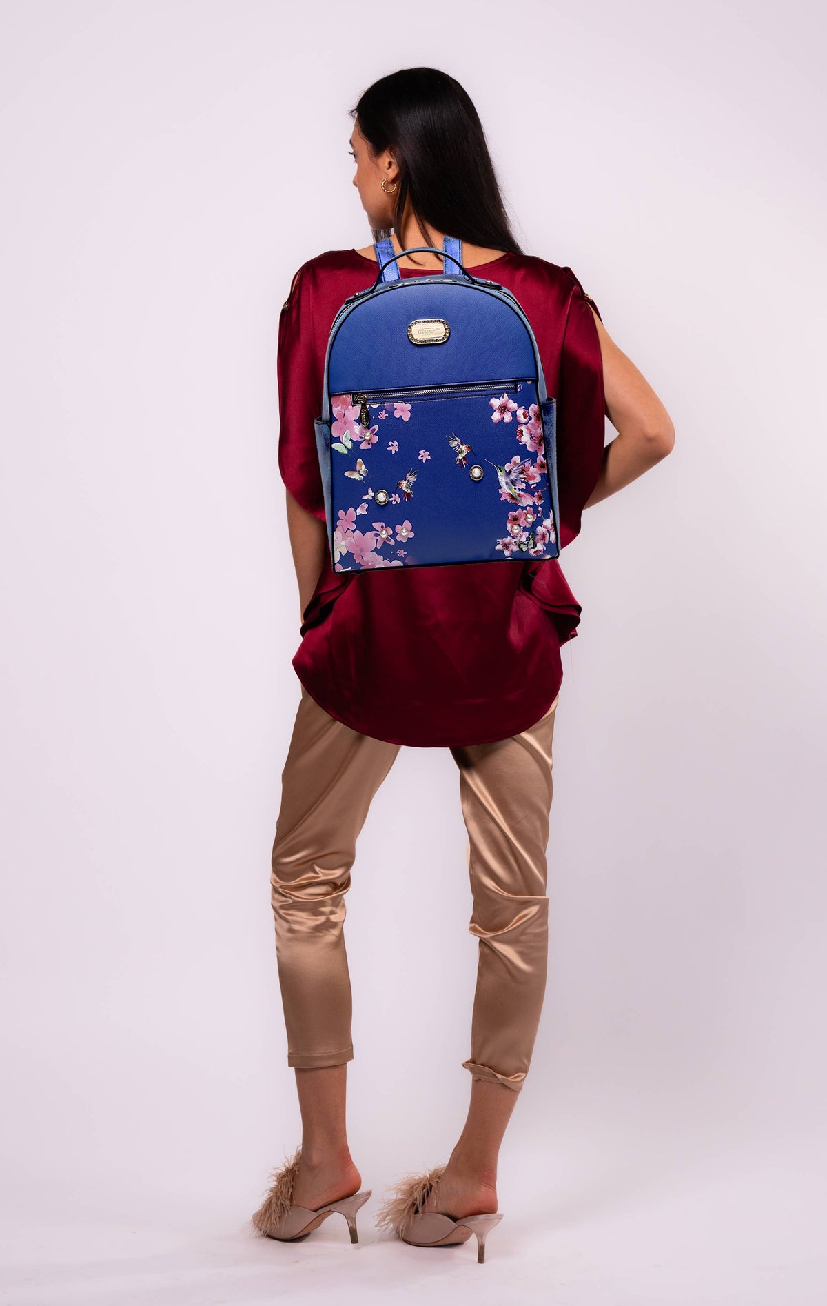 Brangio Italy Vintage Floral & Hummingbird Backpack